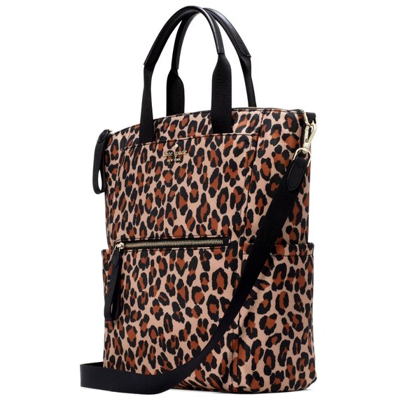 New Kate Spade Chelsea Spotted Leopard Large Convertible Backpack Brown Multi - Picture 3 of 6